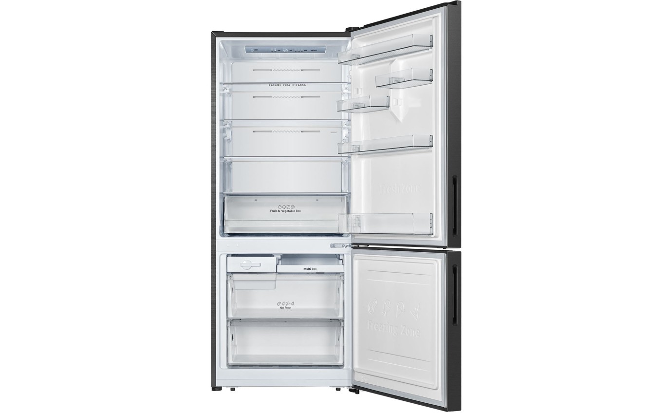 Hisense 417L PureFlat Bottom Mount Fridge (Black Steel) HRBM418B