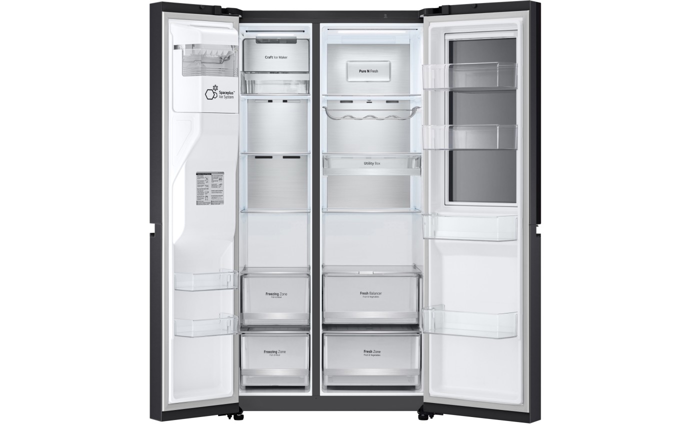LG 635L InstaView Side By Side Fridge (Matte Black) GSV600MBLC