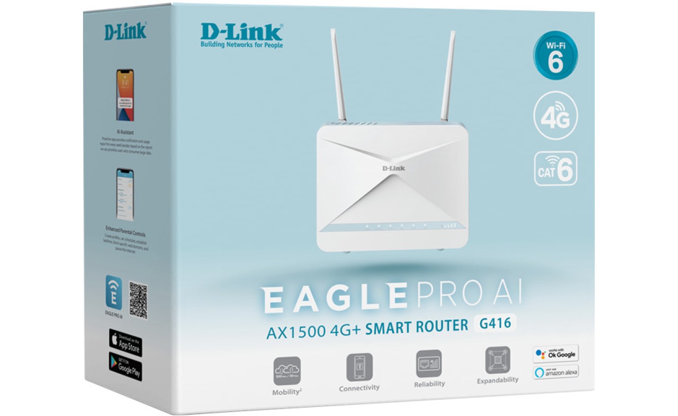 D-Link Eagle Pro AI AX1500 Wi-Fi 6 4G CAT6 Smart Router G416