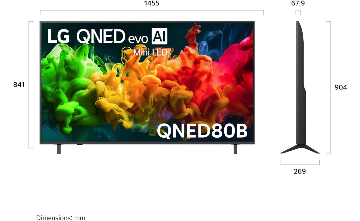 LG 65 inch QNED80B evo AI Mini LED 4K Smart TV 65QNED80BSA