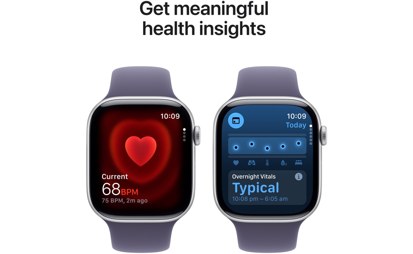 Apple Watch Series 11 GPS 46mm Silver Aluminium Case with Purple Fog Sport Band (S/M) MEV94XA