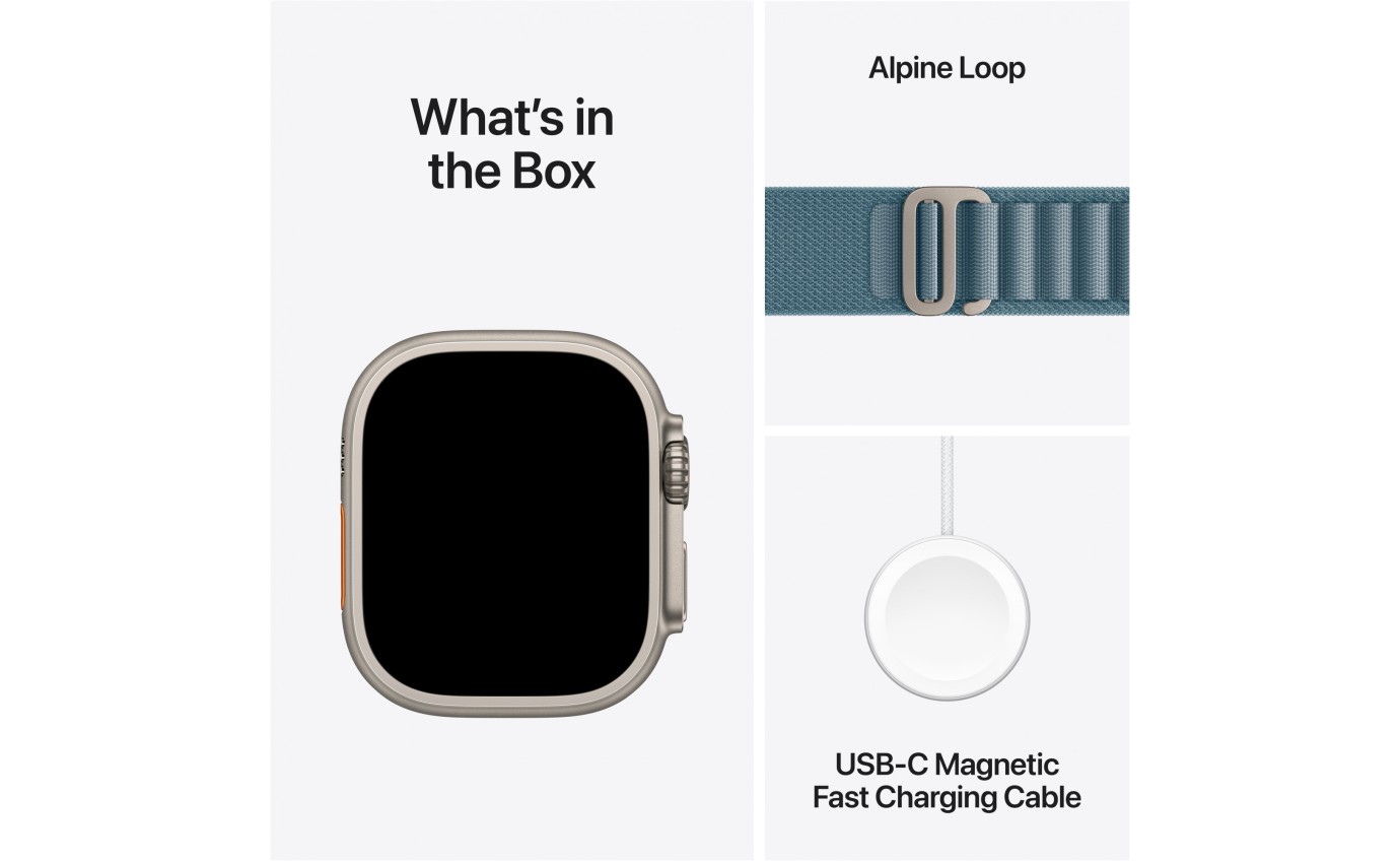 Apple Watch Ultra 3 49mm Natural Titanium Case with Light Blue Alpine Loop (Large) MEWP4XA