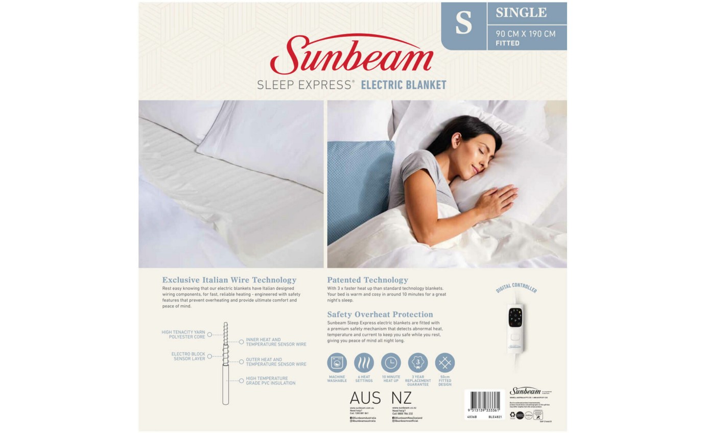 Sunbeam Sleep Express Electric Blanket (Single) BLE4821