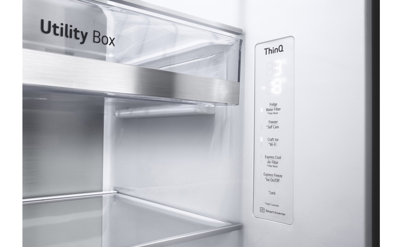 LG 635L InstaView Side By Side Fridge (Matte Black) GSV600MBLC