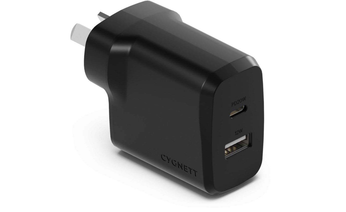 Cygnett PowerPlus 32W PD Dual Port Wall Charger (Black) 11901317924