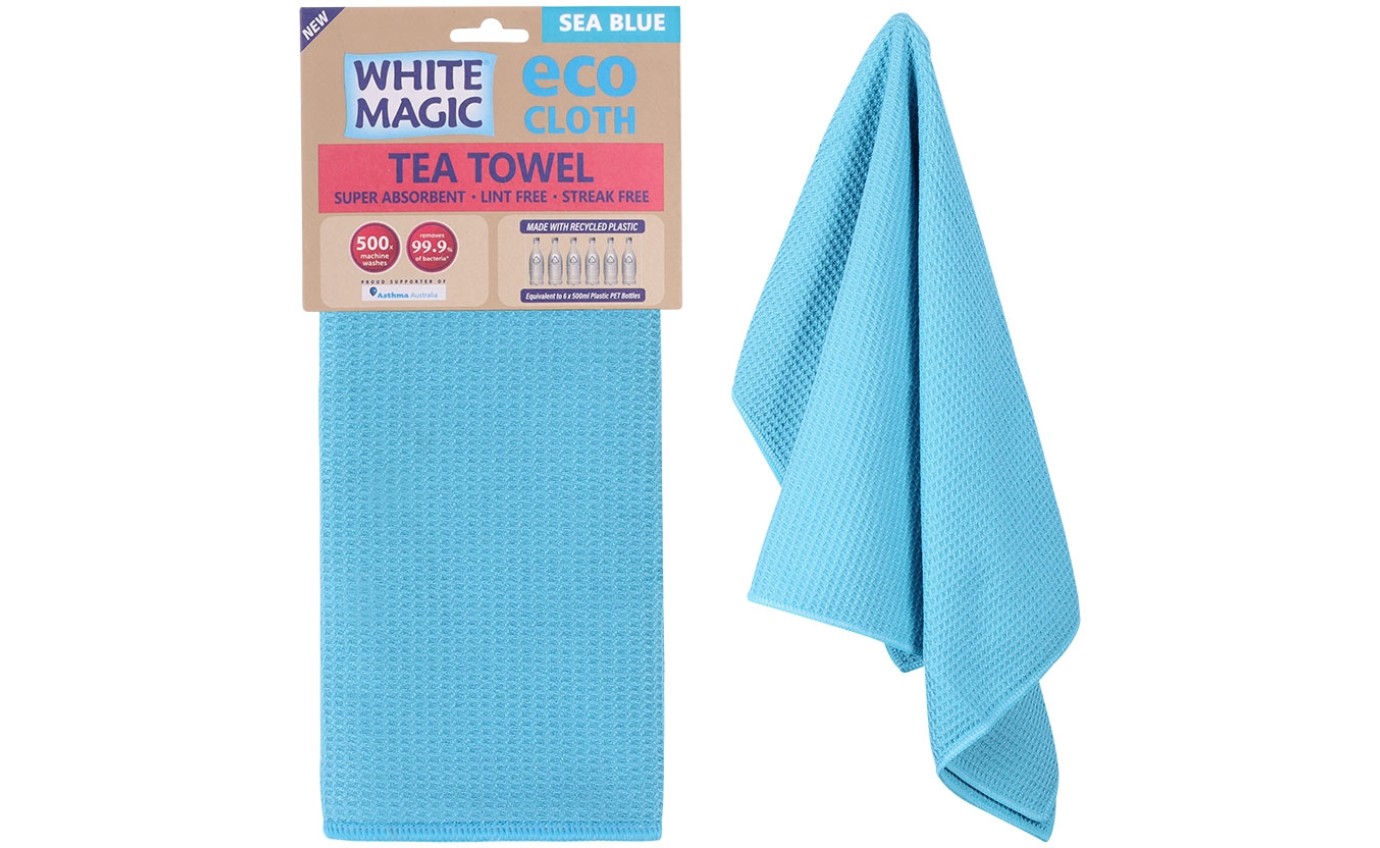 White Magic Tea Towel Single (Sea Blue) WMMFTTSSB