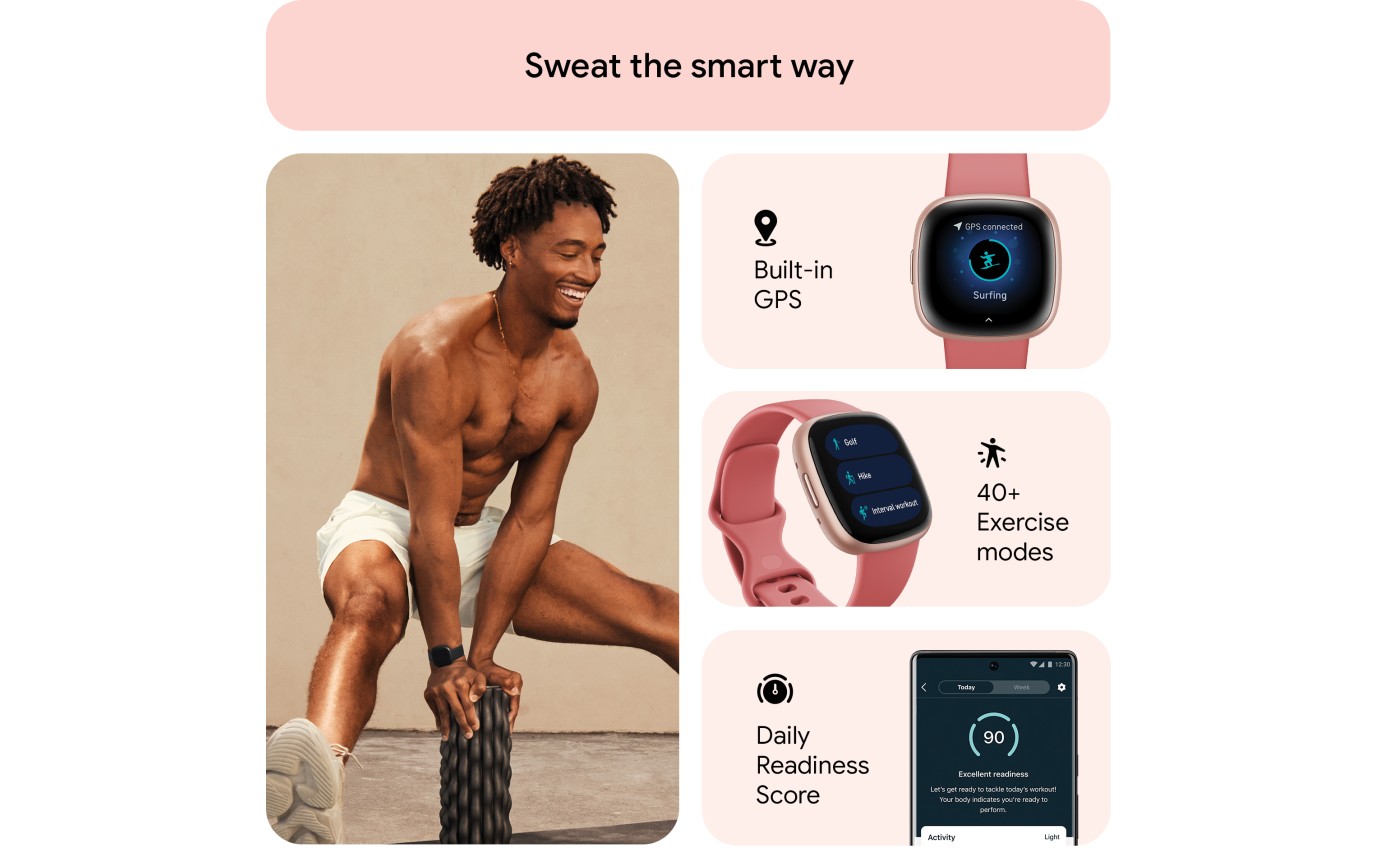 Fitbit Versa 4 Smartwatch (Pink Sand/Copper Rose) FB523RGRWFRCJK
