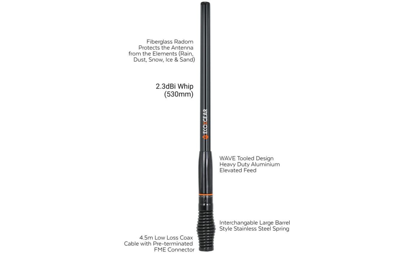 ECOXGEAR ATRD230 Barrel Spring Heavy Duty Radome 2.3dBi UHF Antenna ATRD230