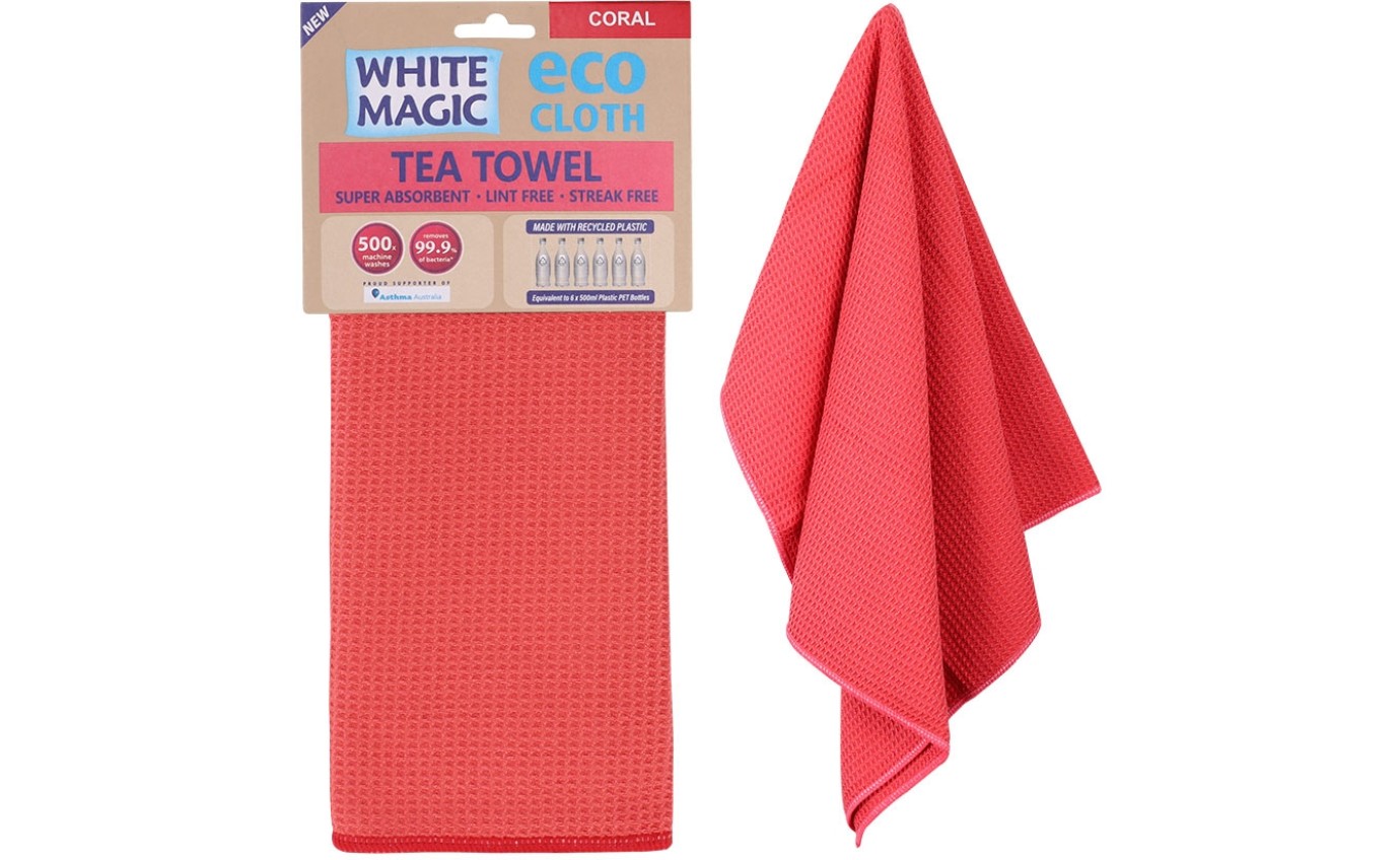 White Magic Tea Towel Single (Coral) WMMFTTSC