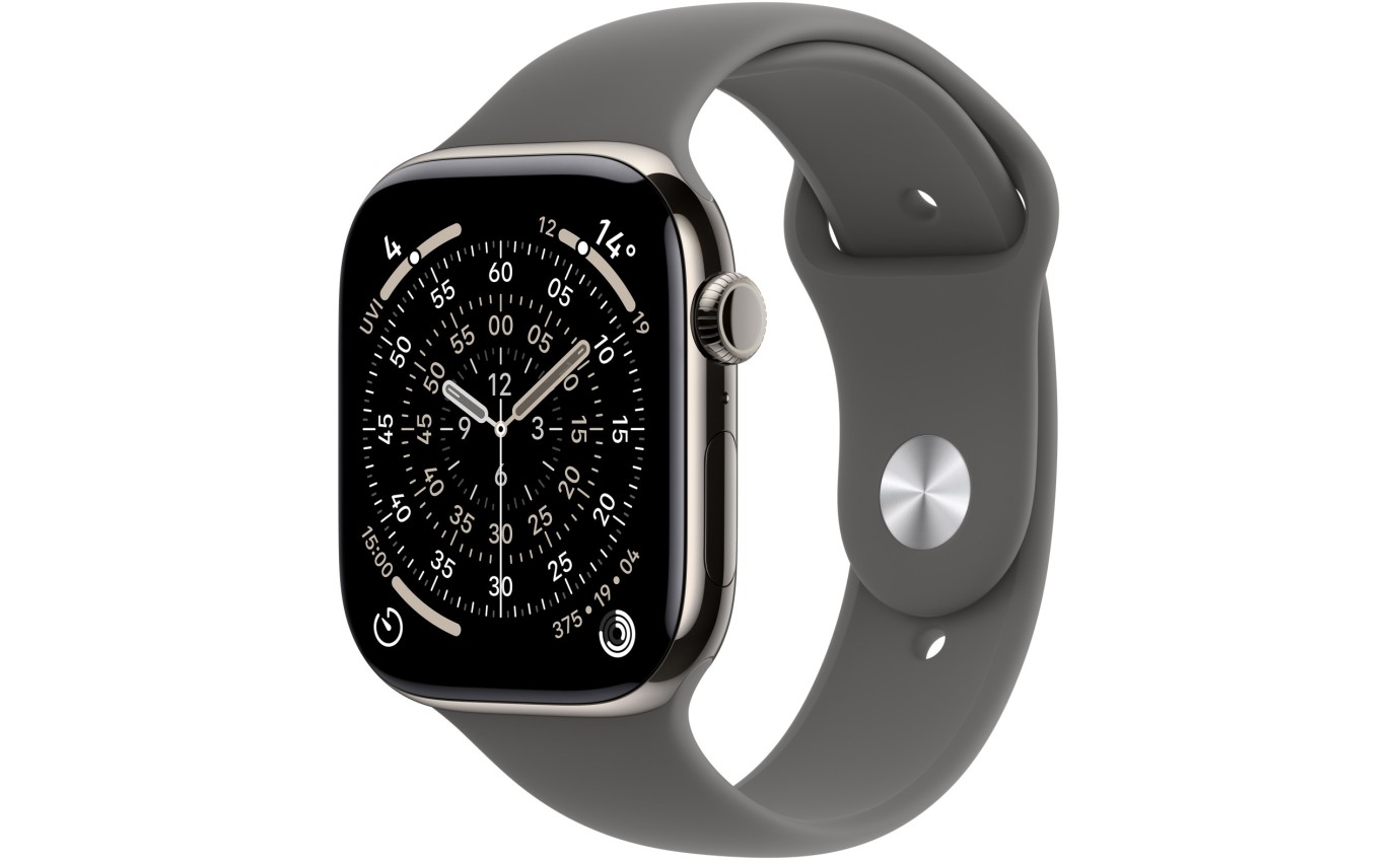 Apple Watch Series 11 GPS + Cellular 46mm Natural Titanium Case with Stone Grey Sport Band (S/M) MFCW4XA