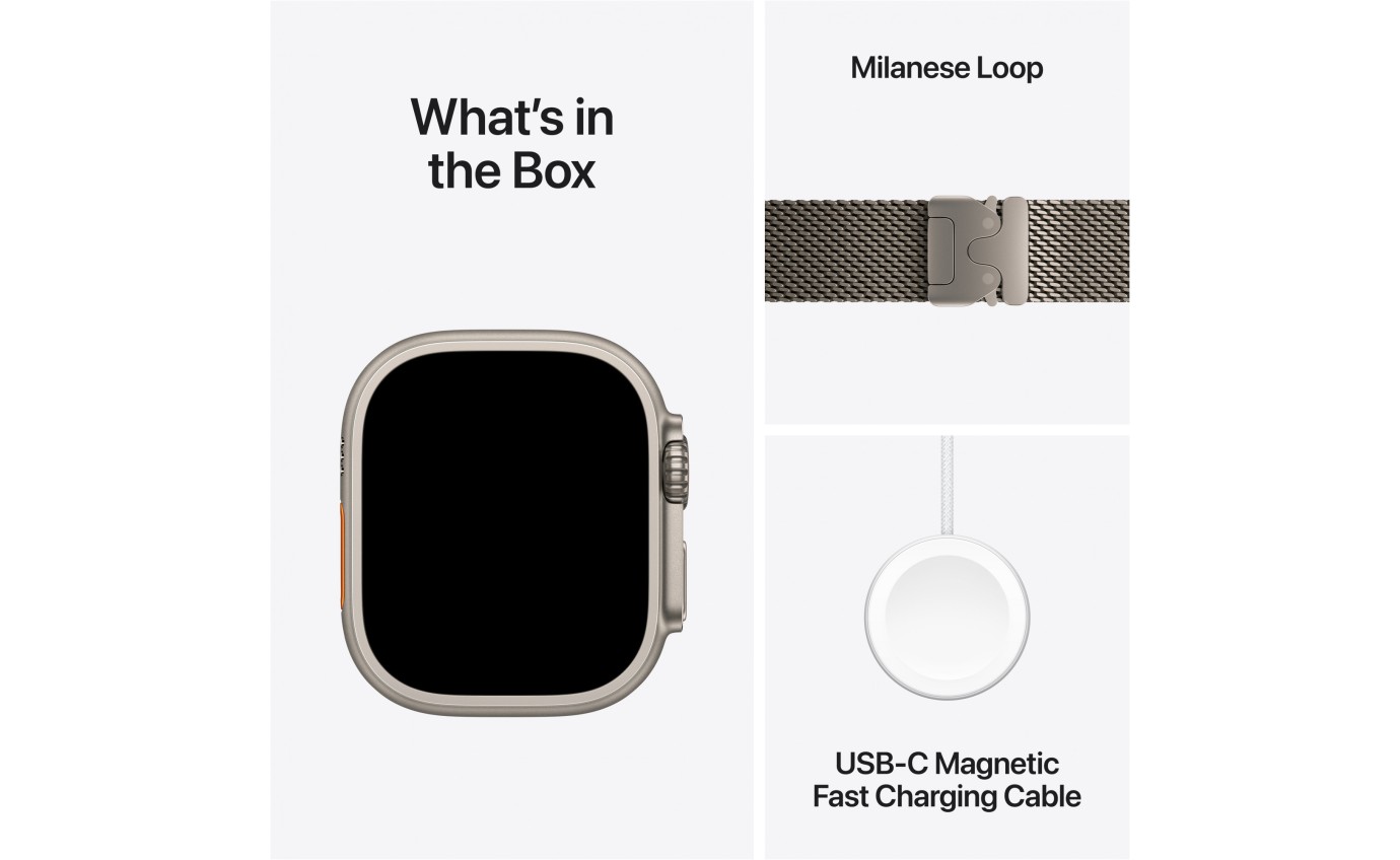 Apple Watch Ultra 3 49mm Natural Titanium Case with Natural Titanium Milanese Loop (Large) MF0E4XA