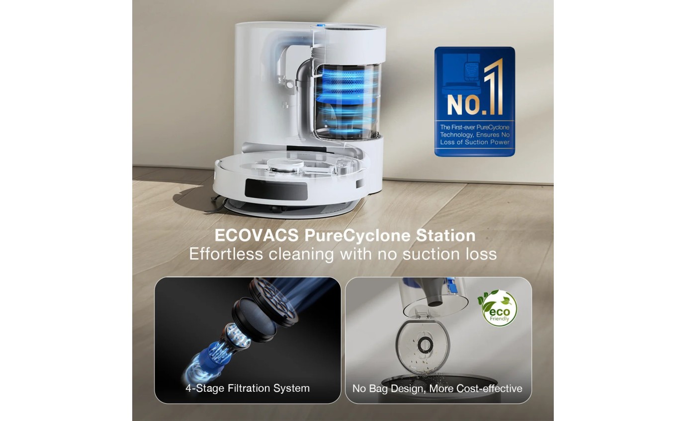 Ecovacs Deebot N20 Pro Plus Bagless Robot Vacuum & Mop (White) DKX55PLUS