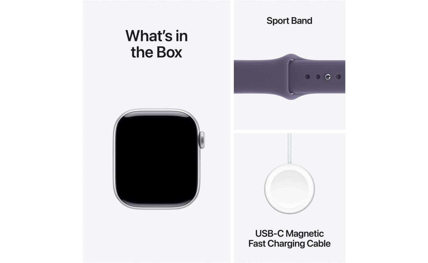Apple Watch Series 11 GPS 42mm Silver Aluminium Case with Purple Fog Sport Band (S/M) MEU64XA