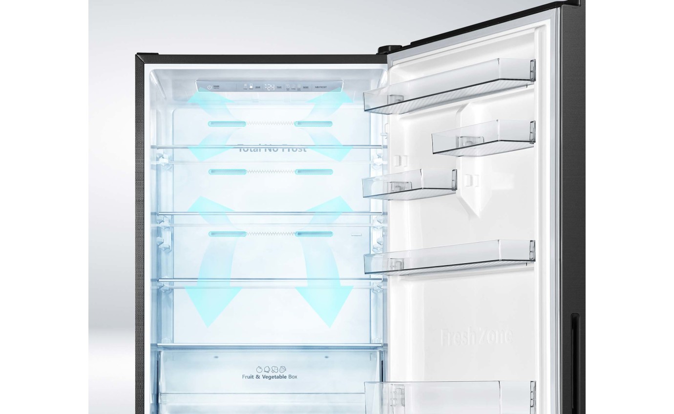 Hisense 417L PureFlat Eco Vision Bottom Mount Fridge (Black Steel) HRBM418E