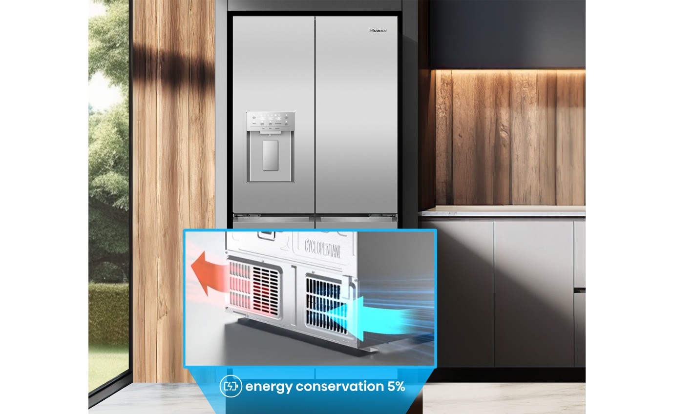 Hisense 483L PureFlat Slim French Door Fridge (Silver) HRCD483TSW