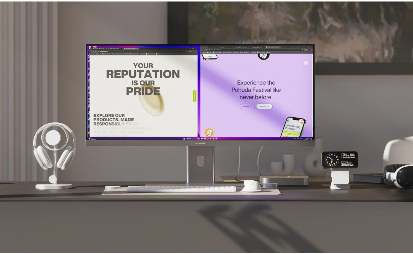 ALOGIC 34 inch Edge 21:9 Ultrawide QHD 100Hz Monitor with USB-C Dock & 90W Power Delivery 34C2KPD