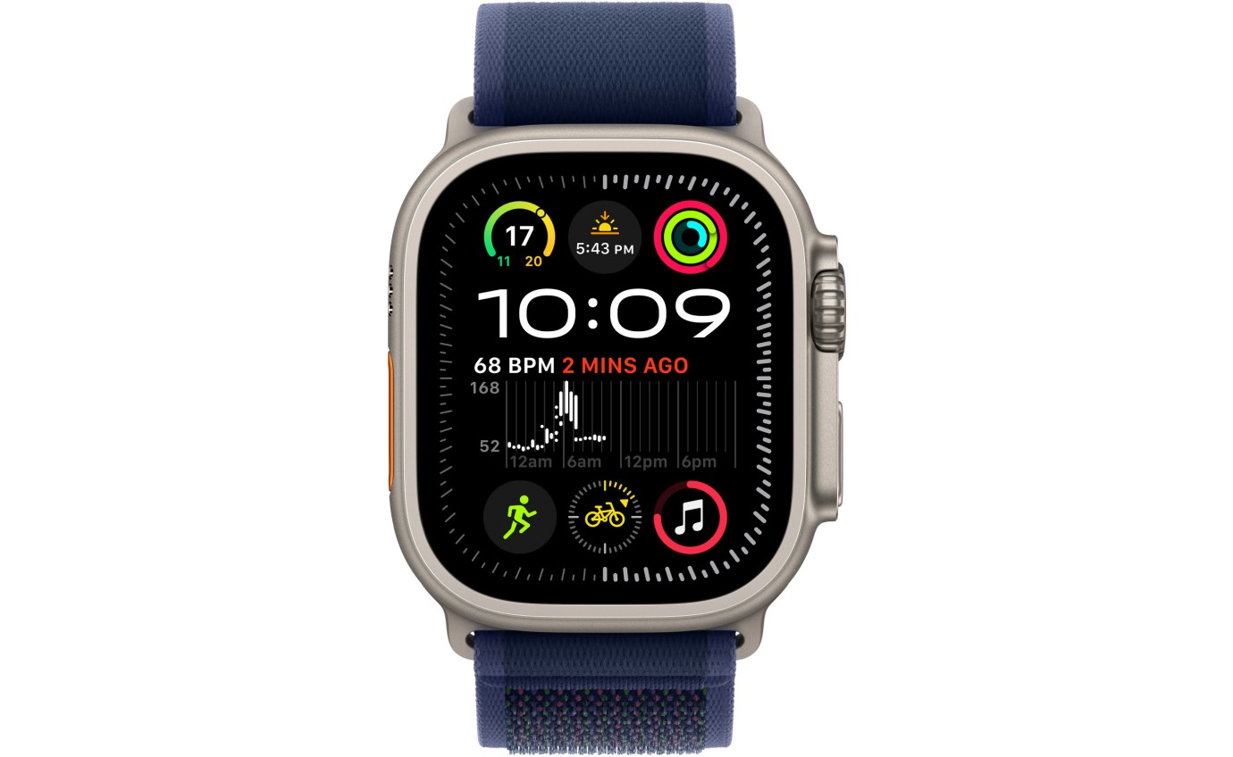 Apple Watch Ultra 2 GPS + Cellular 49mm Natural Titanium Case with Blue Trail Loop [M/L] MX4L3ZPA
