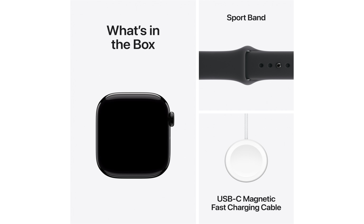 Apple Watch Series 11 GPS + Cellular 42mm Jet Black Aluminium Case with Black Sport Band (M/L) MF854XA