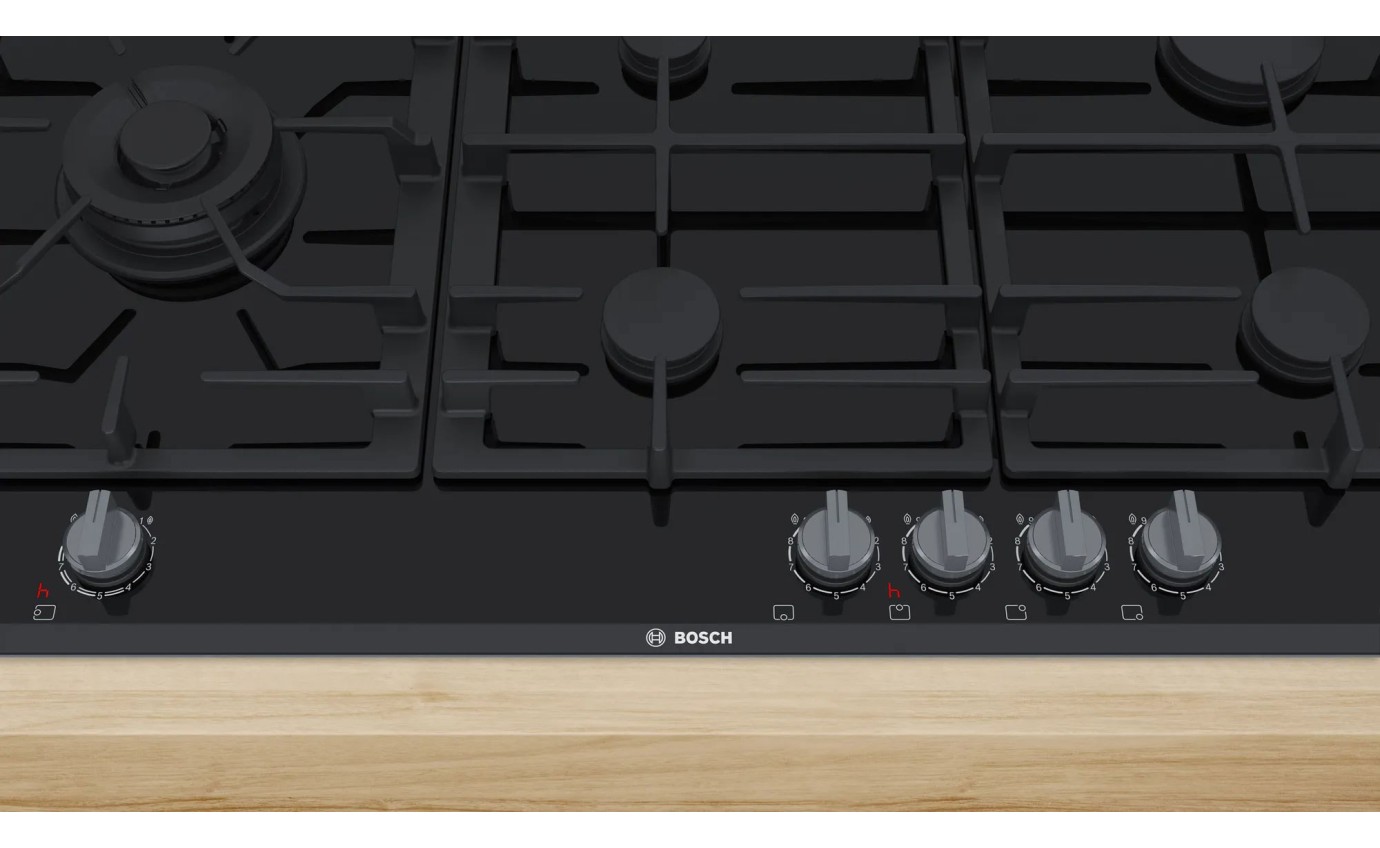 Bosch 90cm Gas on Glass Cooktop (Black) PRS9A6L70A