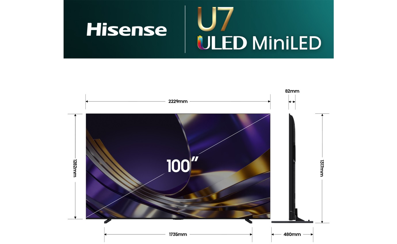 Hisense 100 inch U7S ULED Mini LED 165Hz 4K Smart TV 100U7SAU