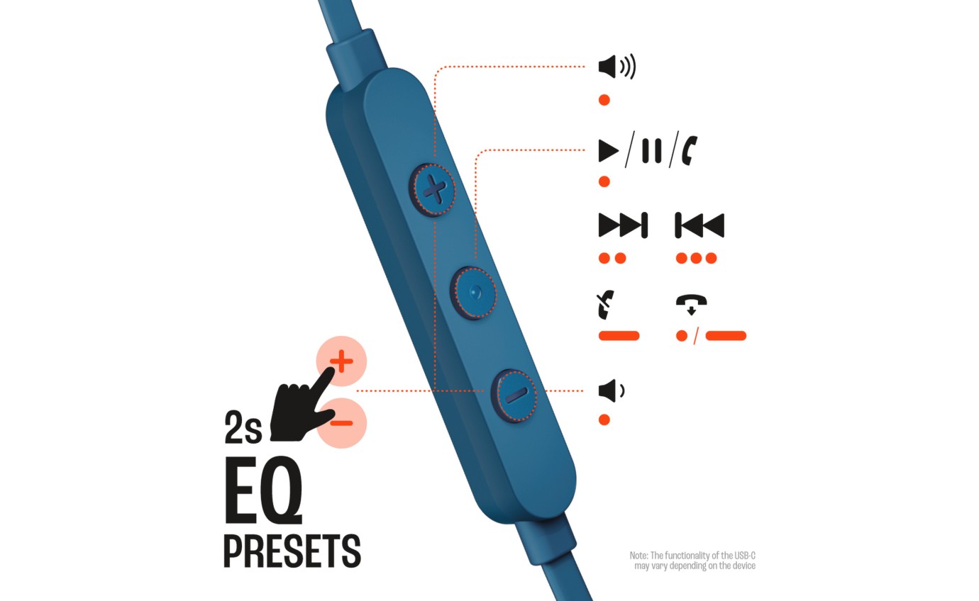 JBL Tune 305C USB-C In-Ear Headphones (Blue) JBLT305CBLU