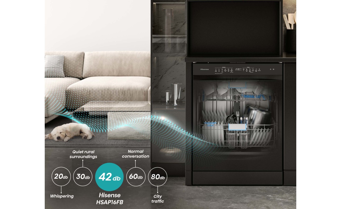 Hisense 60cm Freestanding Dishwasher (Black Steel) HSAP16FB