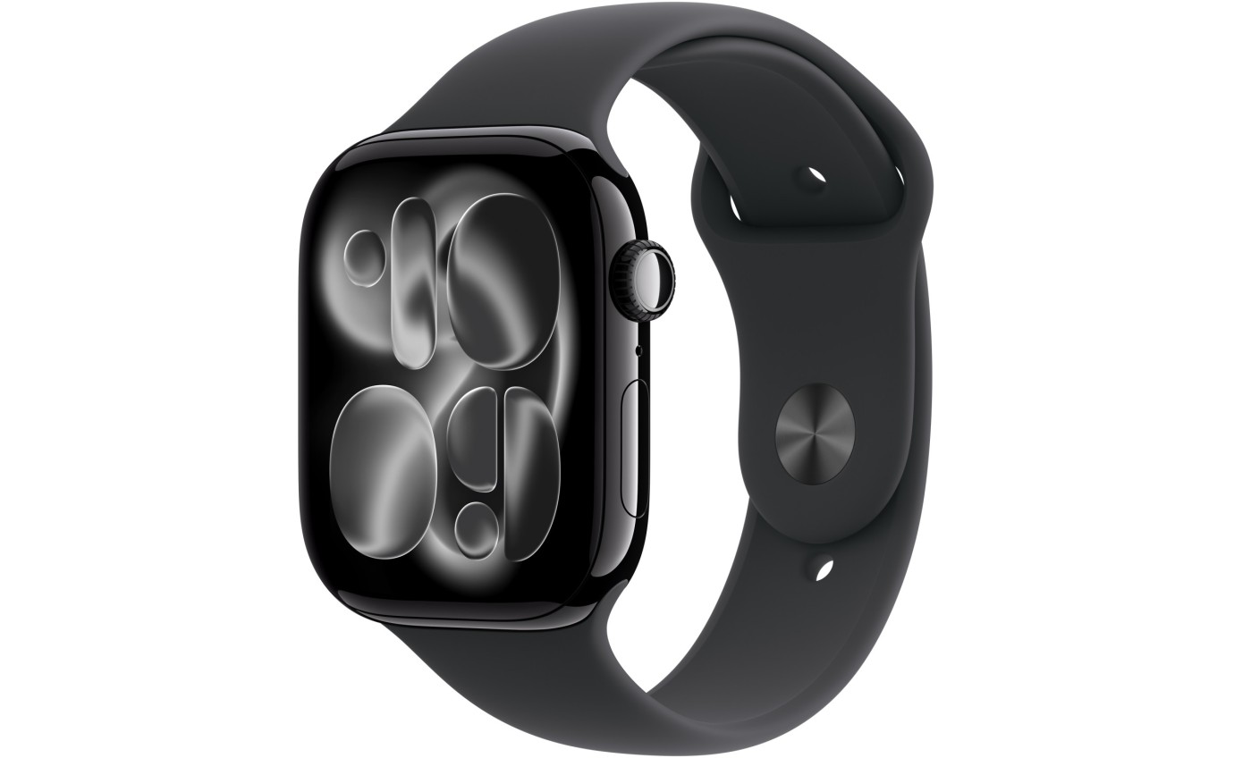 Apple Watch Series 11 GPS + Cellular 46mm Jet Black Aluminium Case with Black Sport Band (S/M) MFC24XA