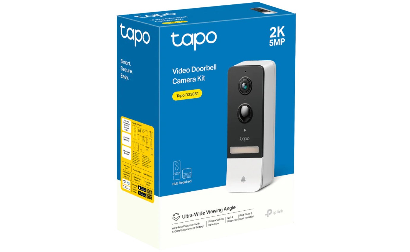Tapo 2K Wireless Video Doorbell with Hub TAPOD230S1