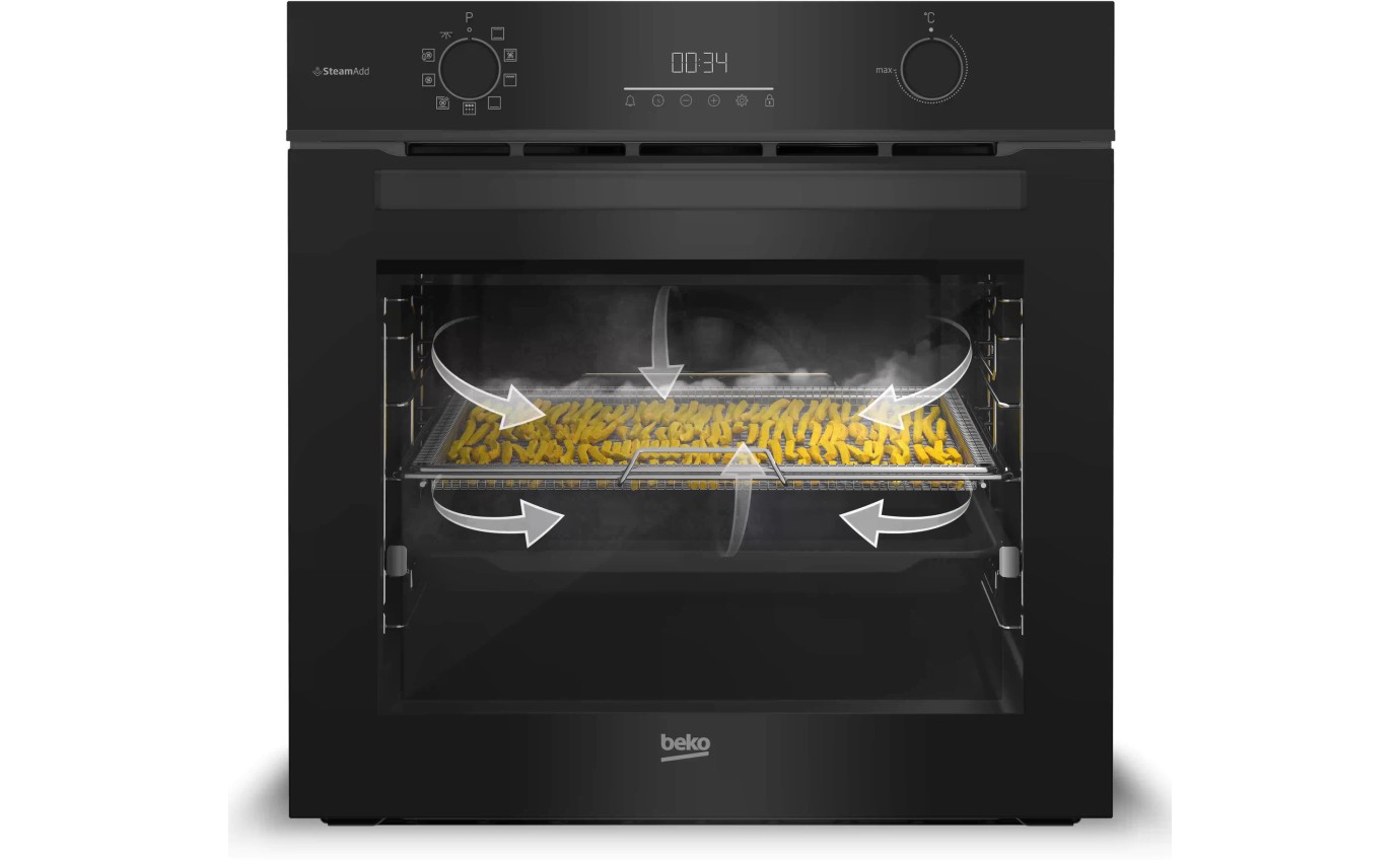 Beko 60cm Pyrolytic Built-in Oven with SteamAdd & Airfry BBO6851PDX