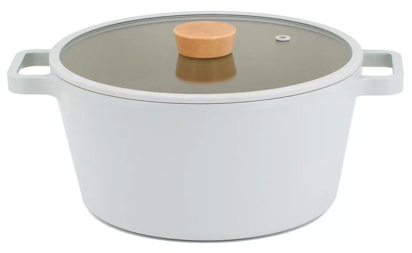 Neoflam Fika 24cm Induction Stockpot with Silicon Rim Glass Lid EKFGC24