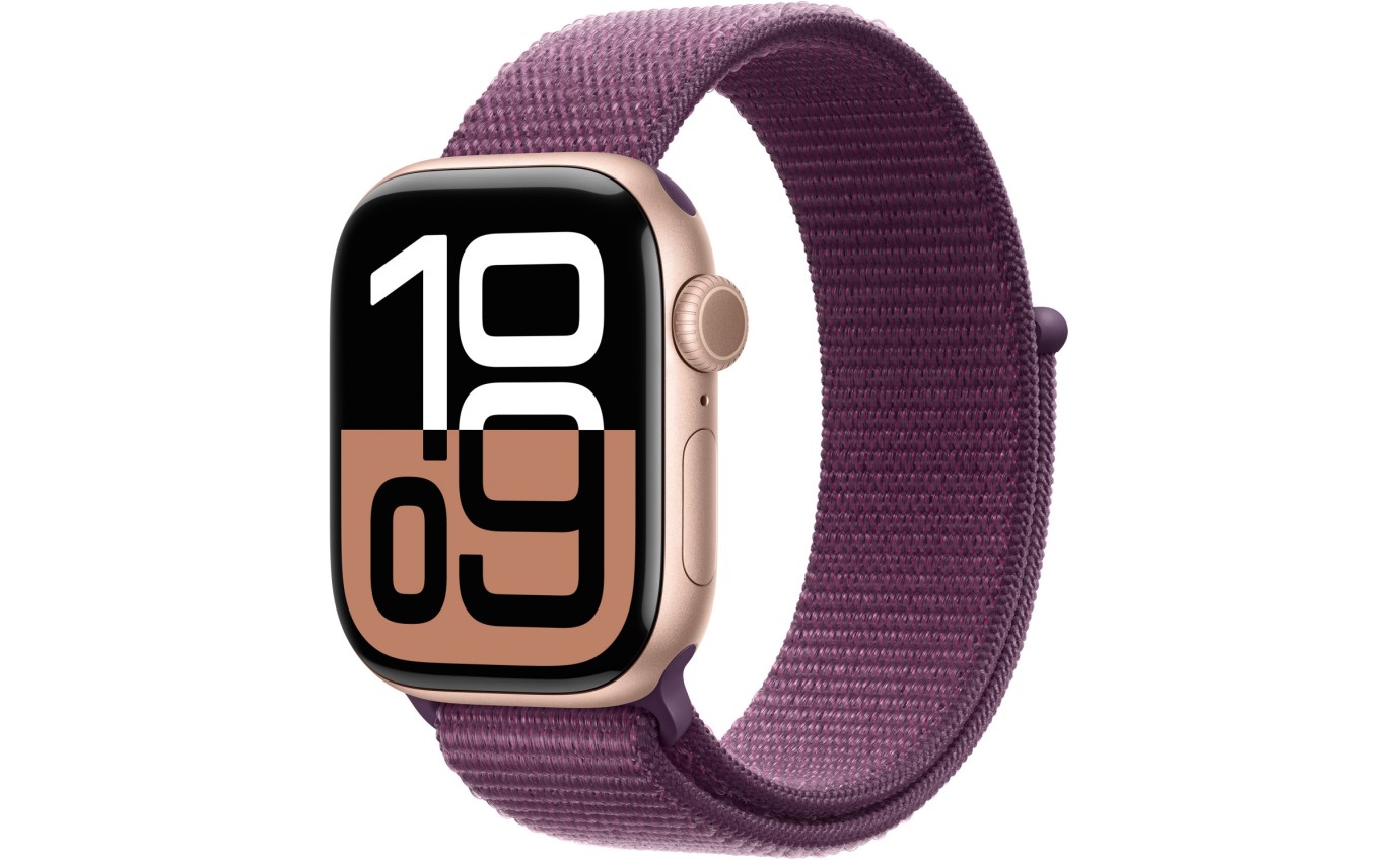 Apple Watch Series 10 GPS Cellular 42mm Rose Gold Aluminium Case with Plum Sport Loop MWXC3ZPA MWXC3ZP A Retravision