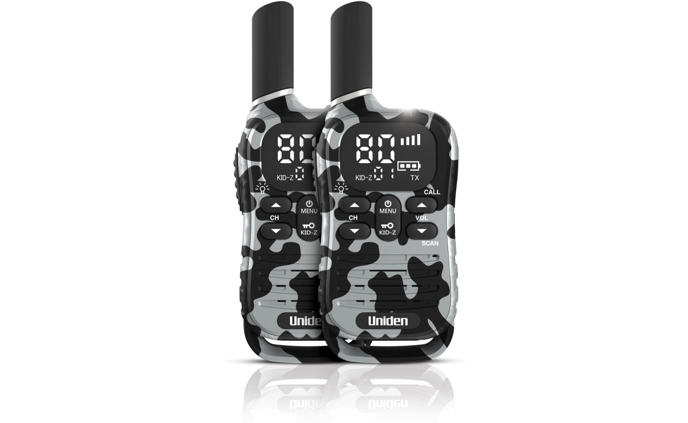 Uniden UH45 Max 0.5W UHF Handheld Radio with Kid-Zone Plus (Camo Grey) [2 Pack] UH452MAX