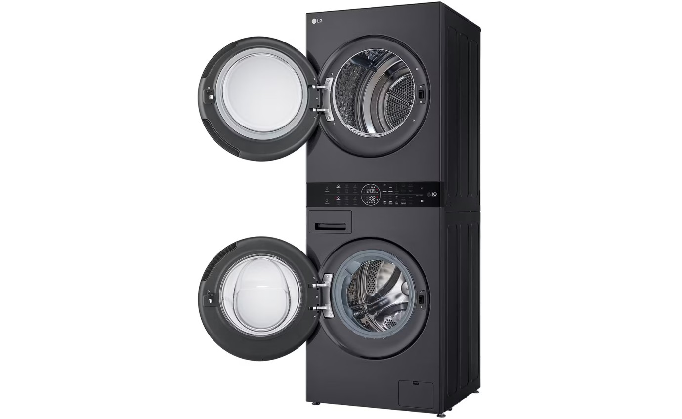 LG 12/10kg WashTower&trade; Stacked Washer Dryer (Black) WWT1210BX