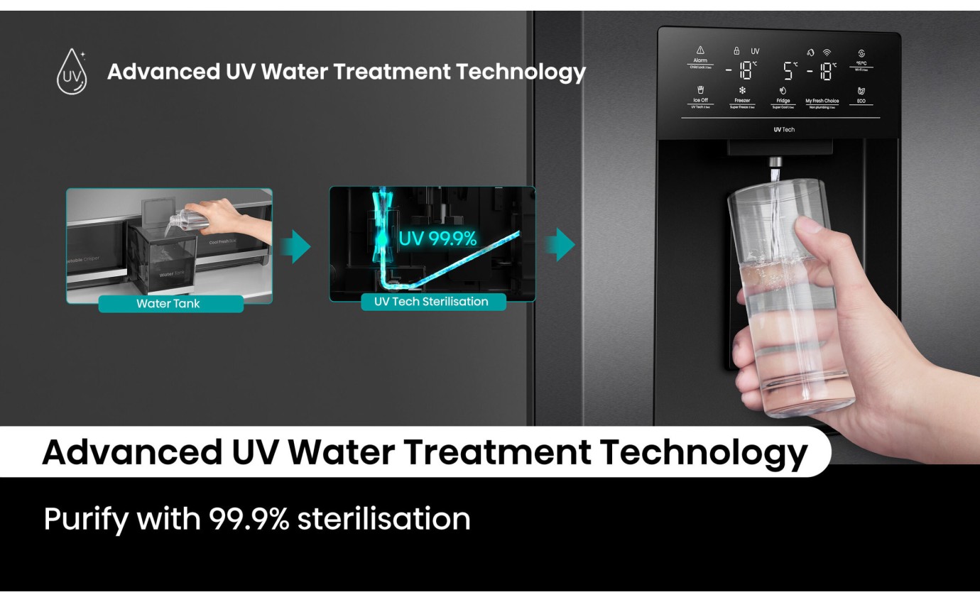 Hisense 640L PureFlex French Door Fridge (Dark Stainless Steel) HRCD640TBW