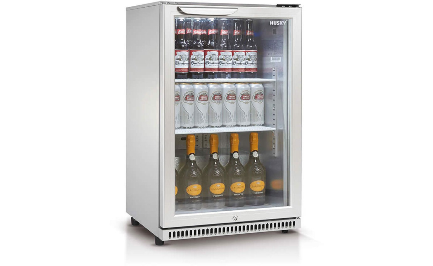 Husky 118L Single Glass Door Bar Fridge (Black) HUSC1840BLK