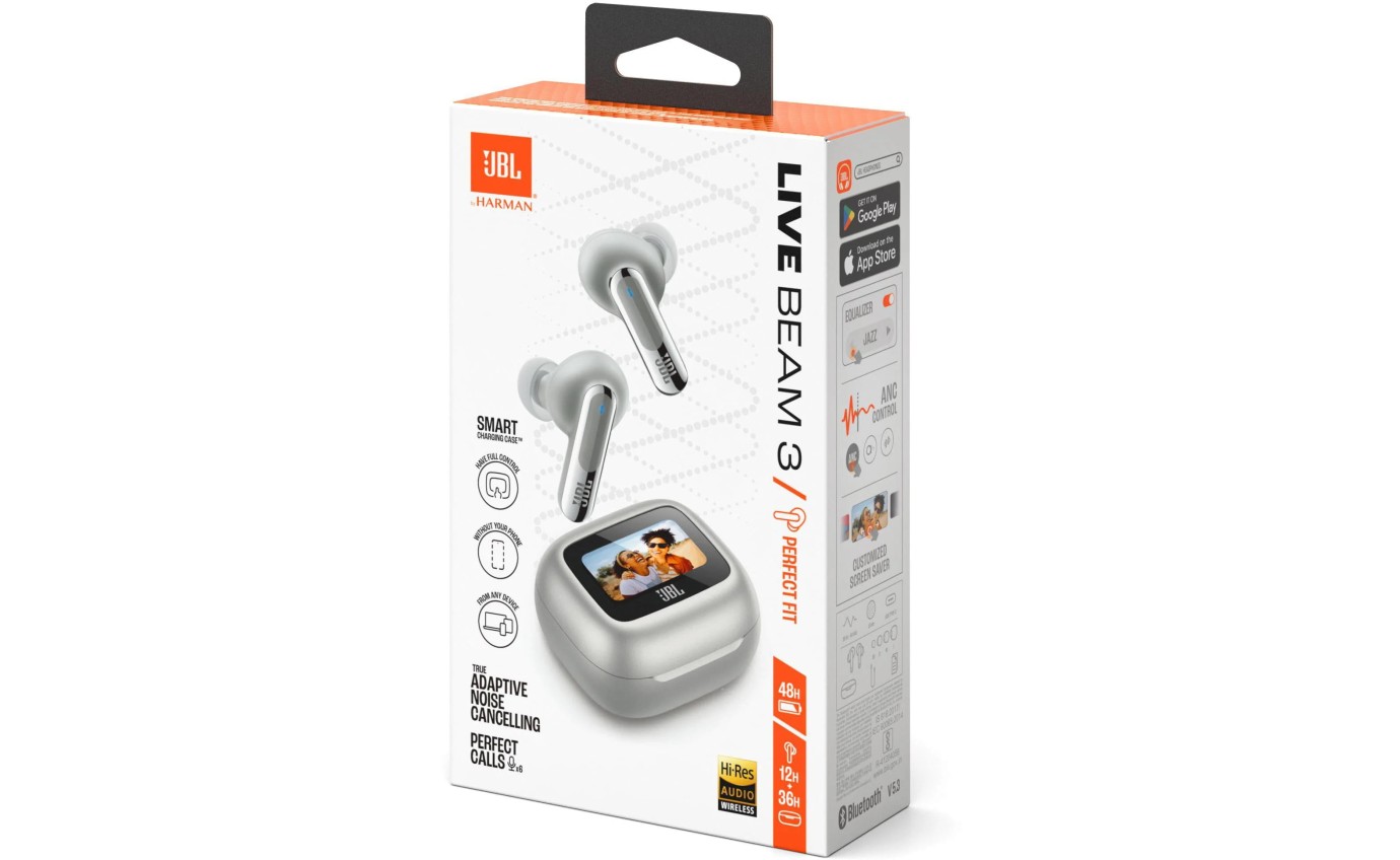 JBL Live Beam 3 TWS Noise Cancelling In-Ear Headphones (Silver) JBLLIVEBEAM3SIL