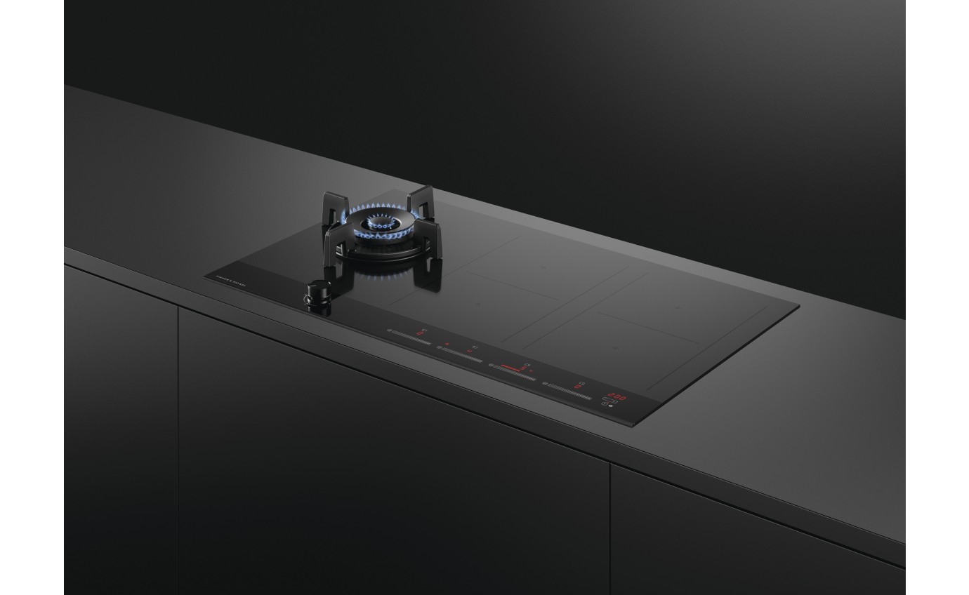 Fisher & Paykel 90cm Series 9 1 Burner + 4 Zone Hybrid Cooktop, 2 SmartZones, Natural Gas CGI905DNGTB4