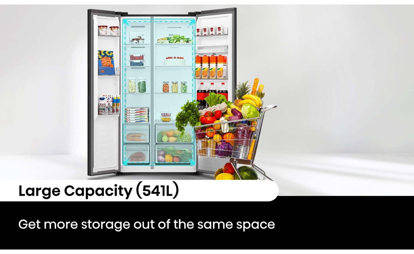 Hisense 541L PureFlat Side by Side Fridge (Black) HRSBS540BW