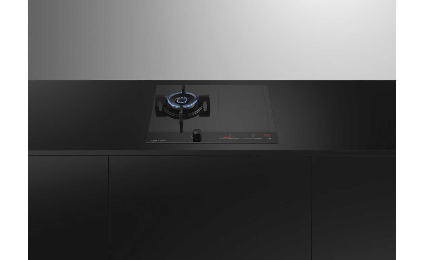 Fisher & Paykel 60cm Series 9 1 Burner + 2 Zone Hybrid Cooktop, 2 SmartZones, Natural Gas CGI603DNGTB4