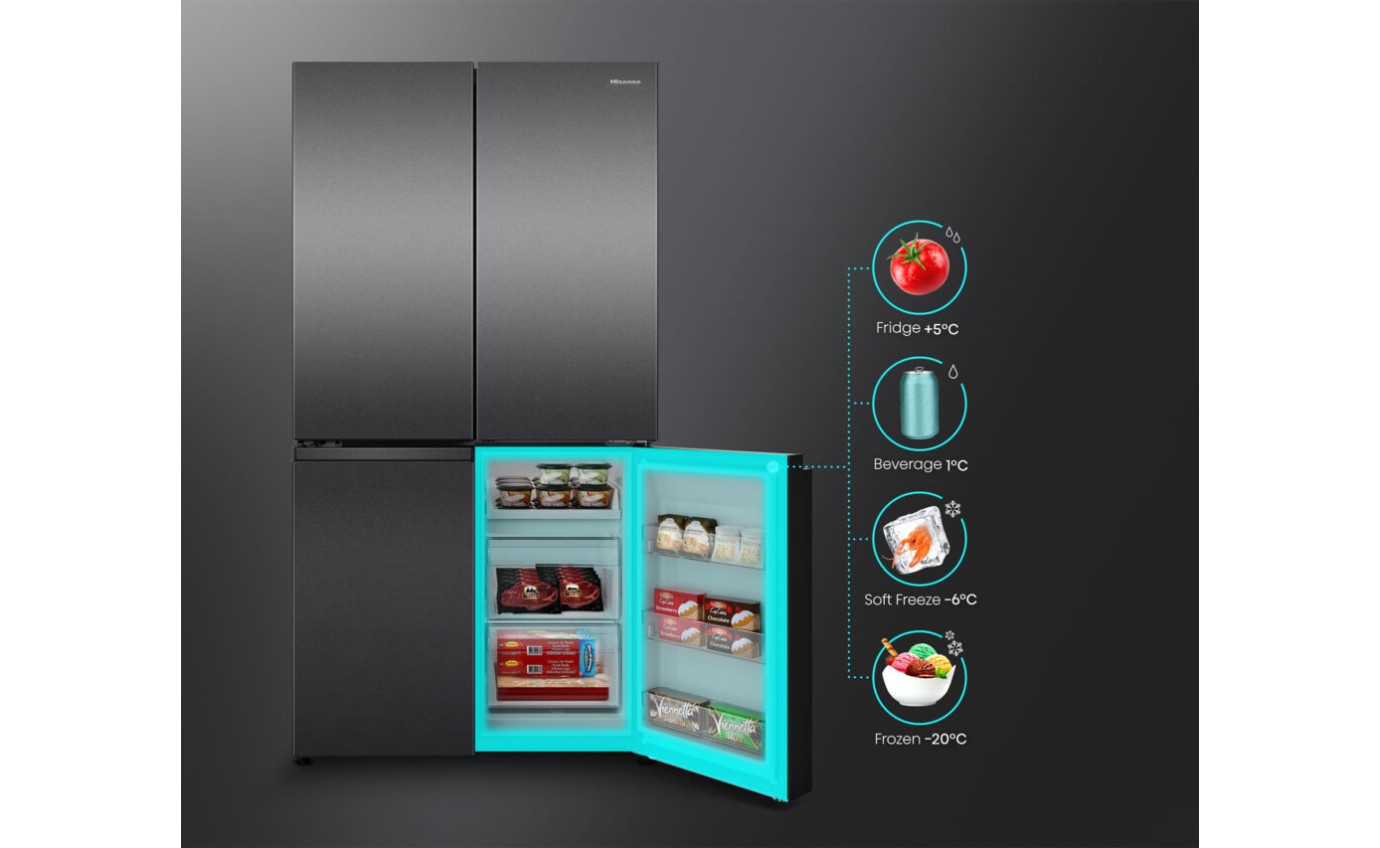 Hisense 647L PureFlex Quad Door Fridge (Dark Stainless Steel) HRCD640TB