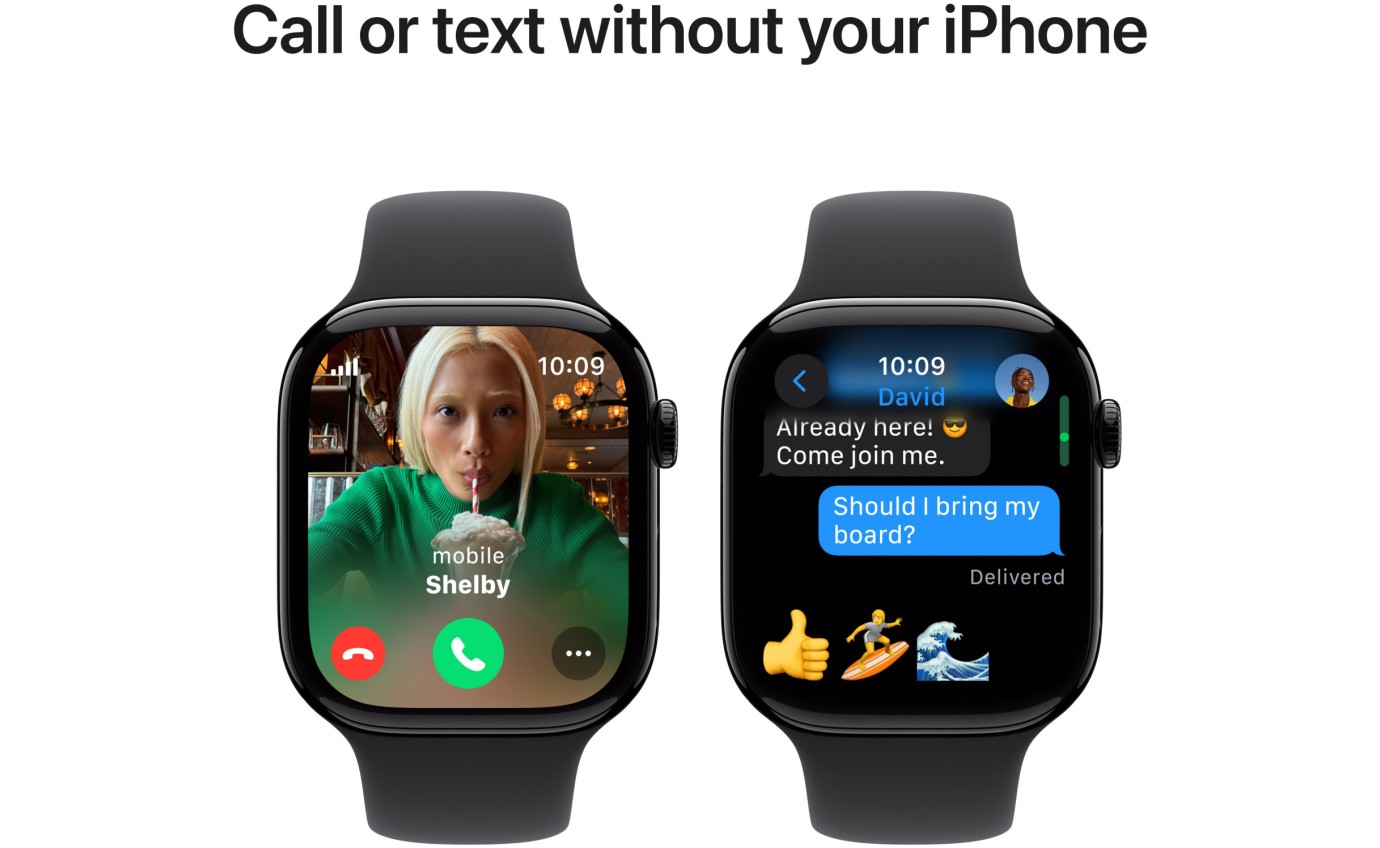 Apple Watch Series 10 GPS Cellular 46mm Jet Black Aluminium Case with Black Sport Band M L
