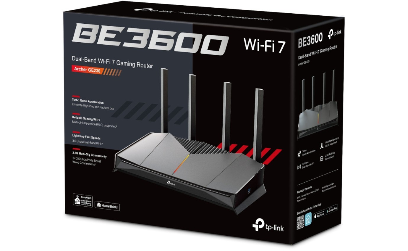 TP-Link BE3600 Dual-Band Wi-Fi 7 Gaming Router ARCHERGE230
