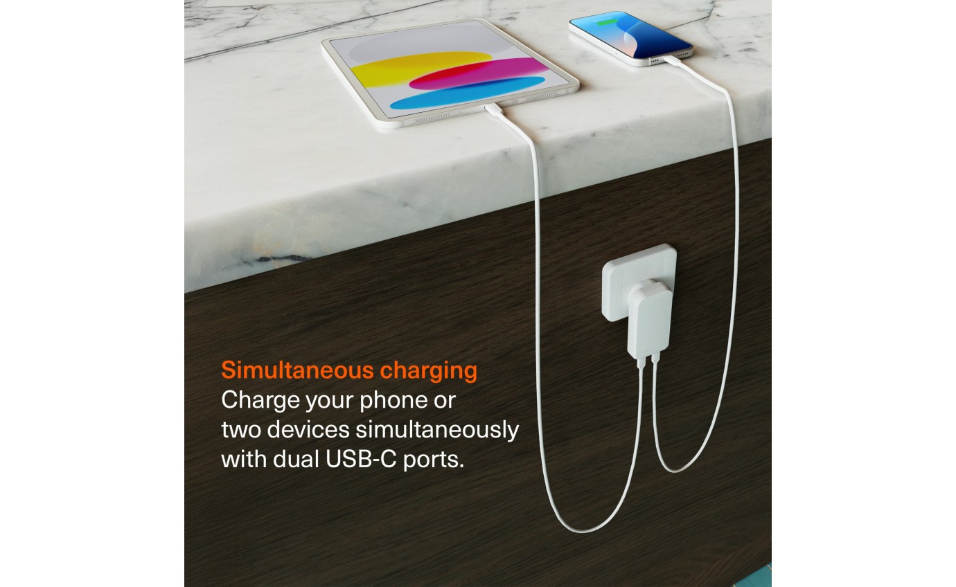 Cygnett ChargePlus Dual USB-C GaN Slim Wall Charger 65W 11901351077