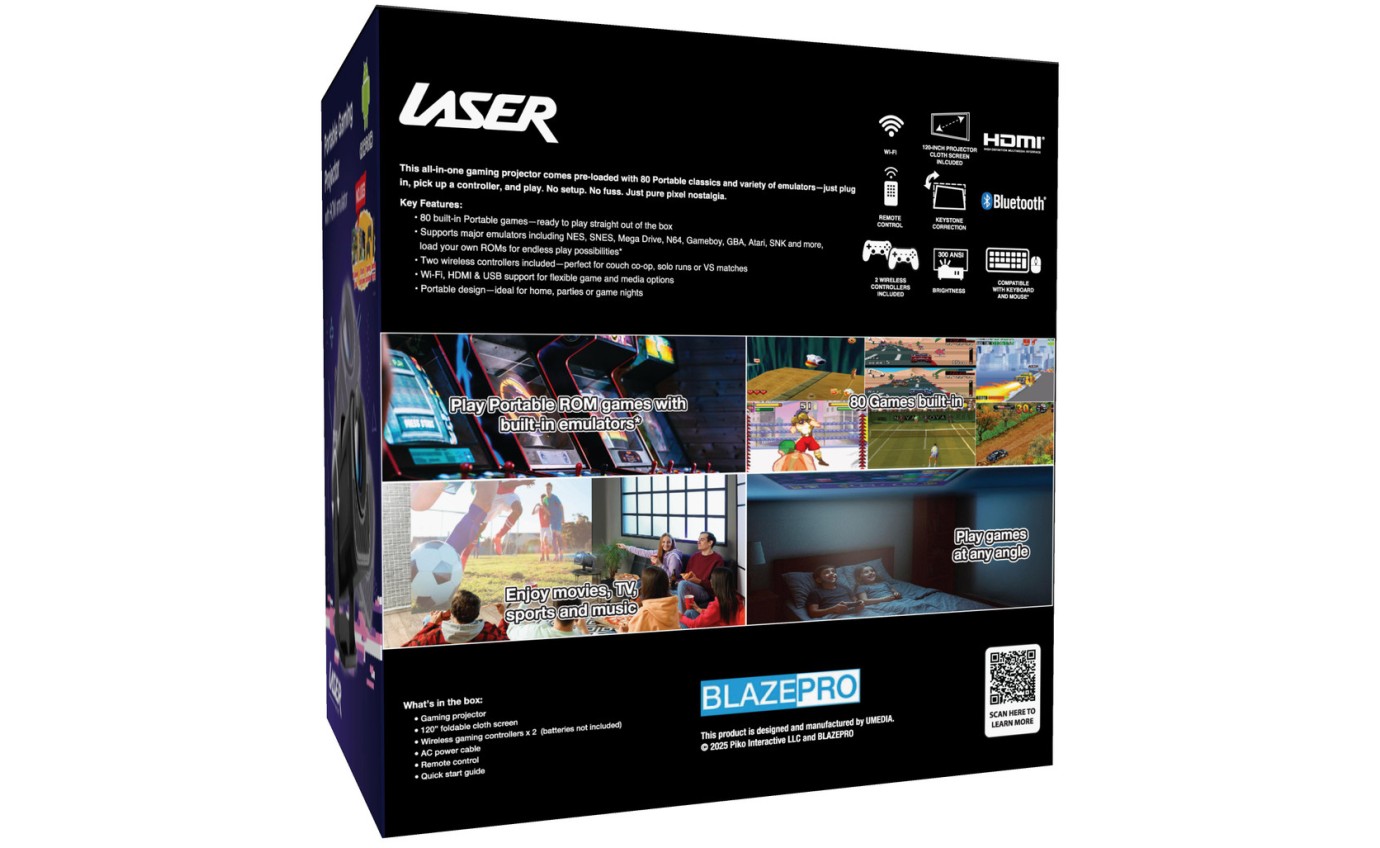 Laser Smart Retro Gaming Projector with Dual Controllers PJGH803B168
