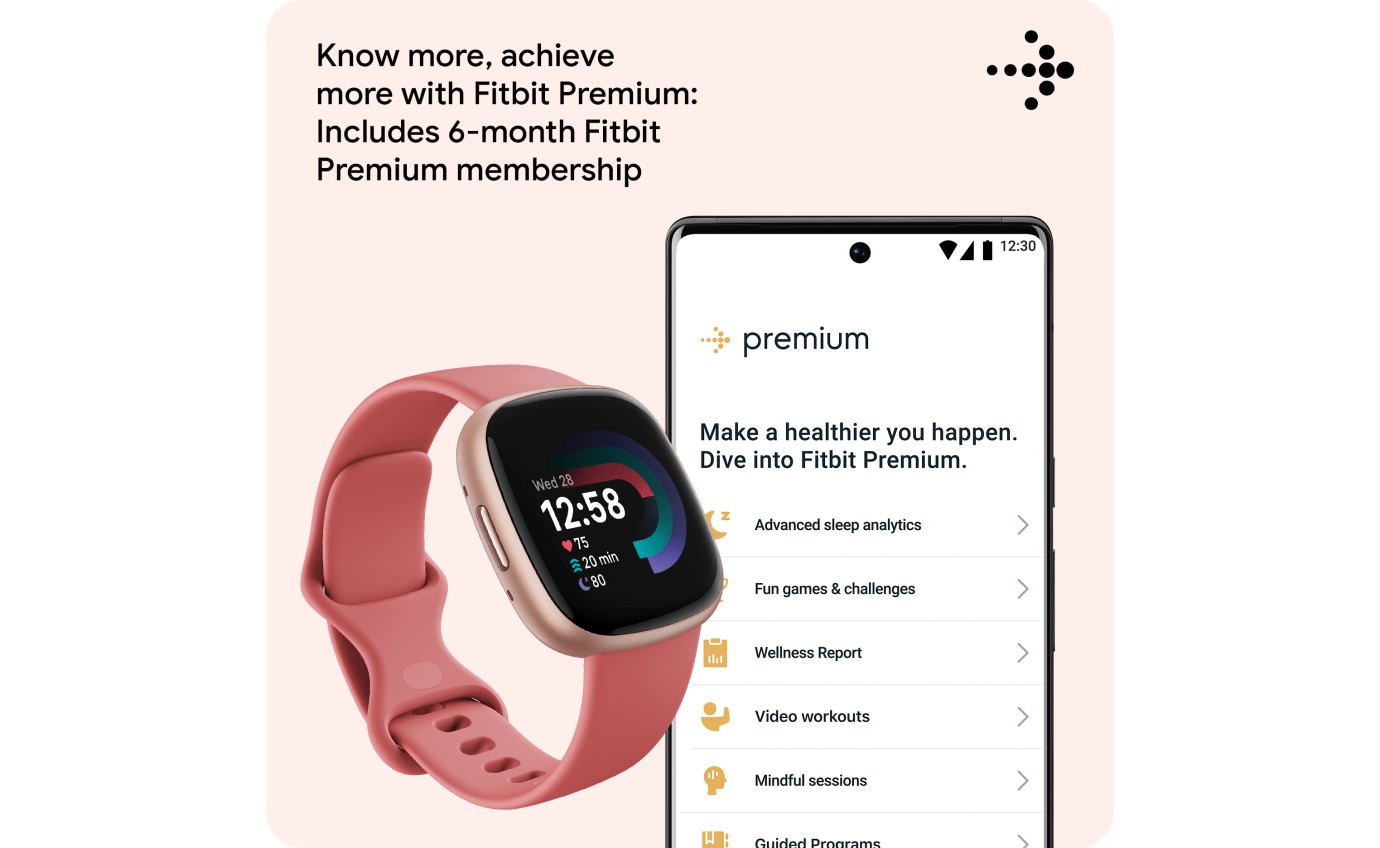 Fitbit Versa 4 Smartwatch (Pink Sand/Copper Rose) FB523RGRWFRCJK