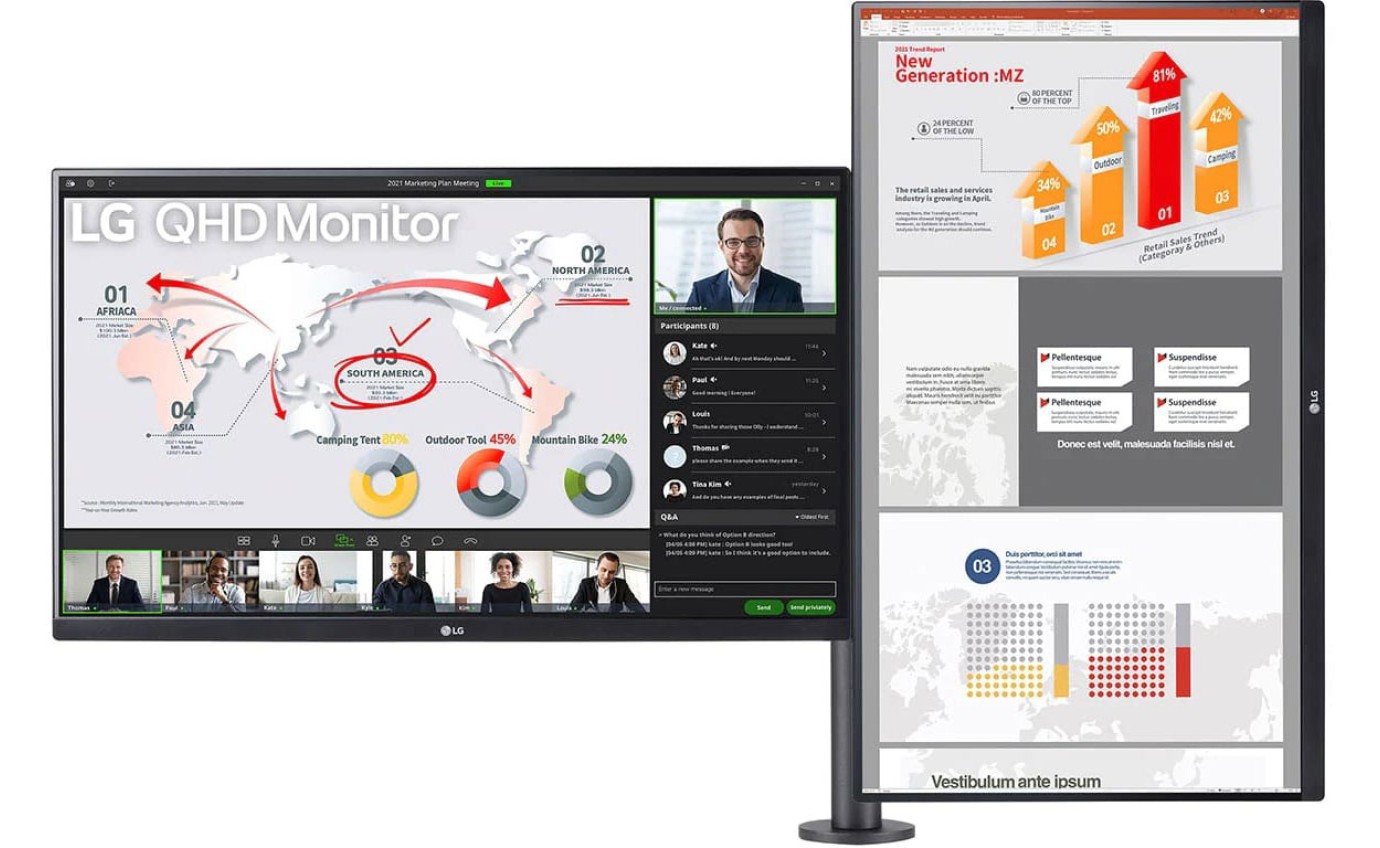 LG 27 inch Dual QHD Ergo Monitor with USB Type-C and Daisy Chain 27QP88D