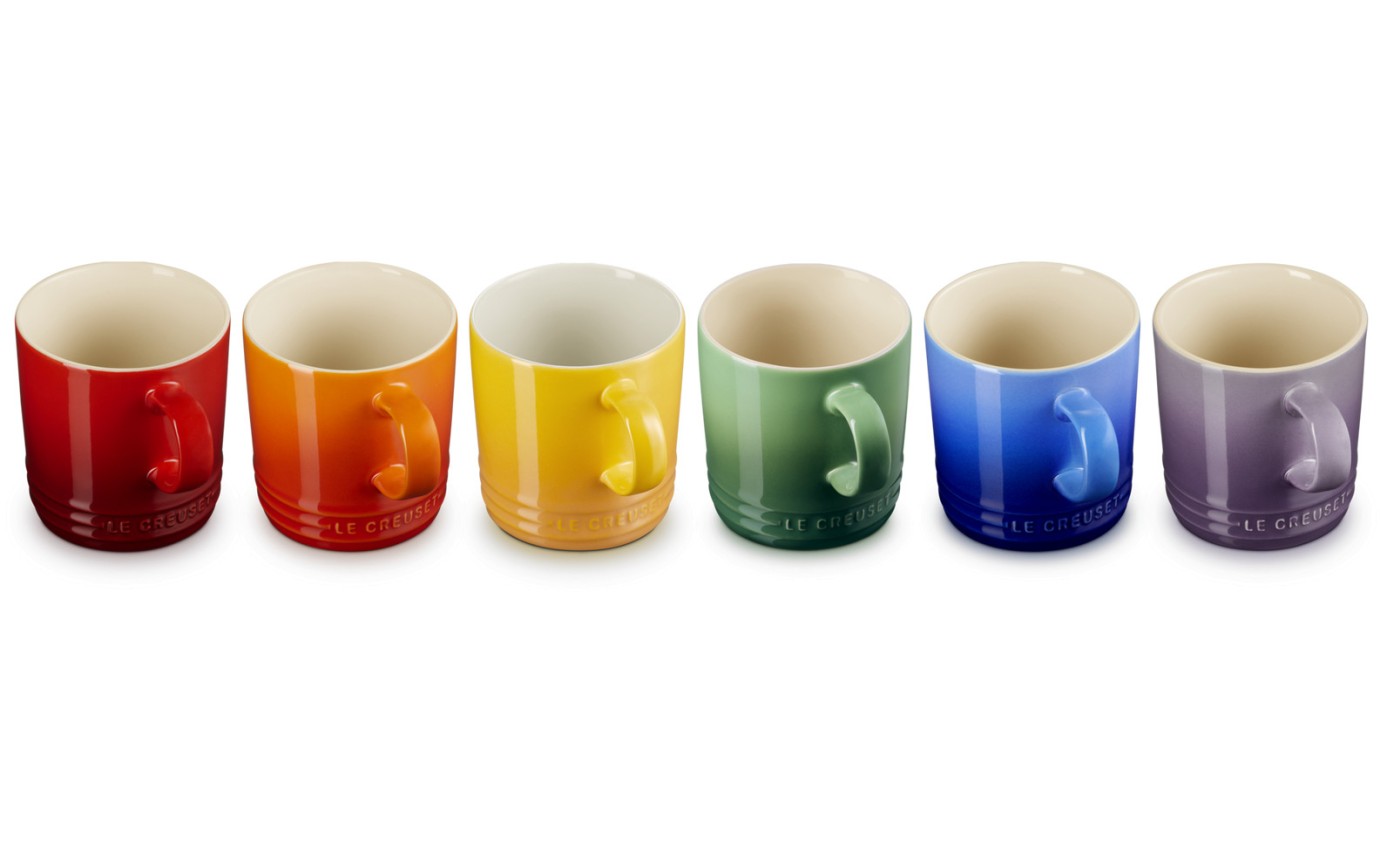 Le Creuset Stoneware Set of 6 Coffee Mugs (Rainbow) 79114355219030