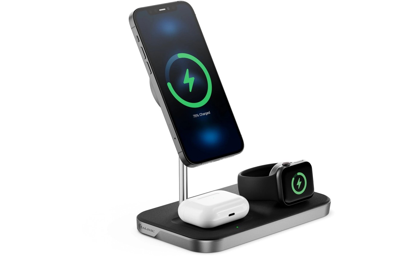 ALOGIC MagSpeed 3-in-1 Wireless 15W Charging Station with 20W Wall Adapter (Black) MSP31CS15WAU