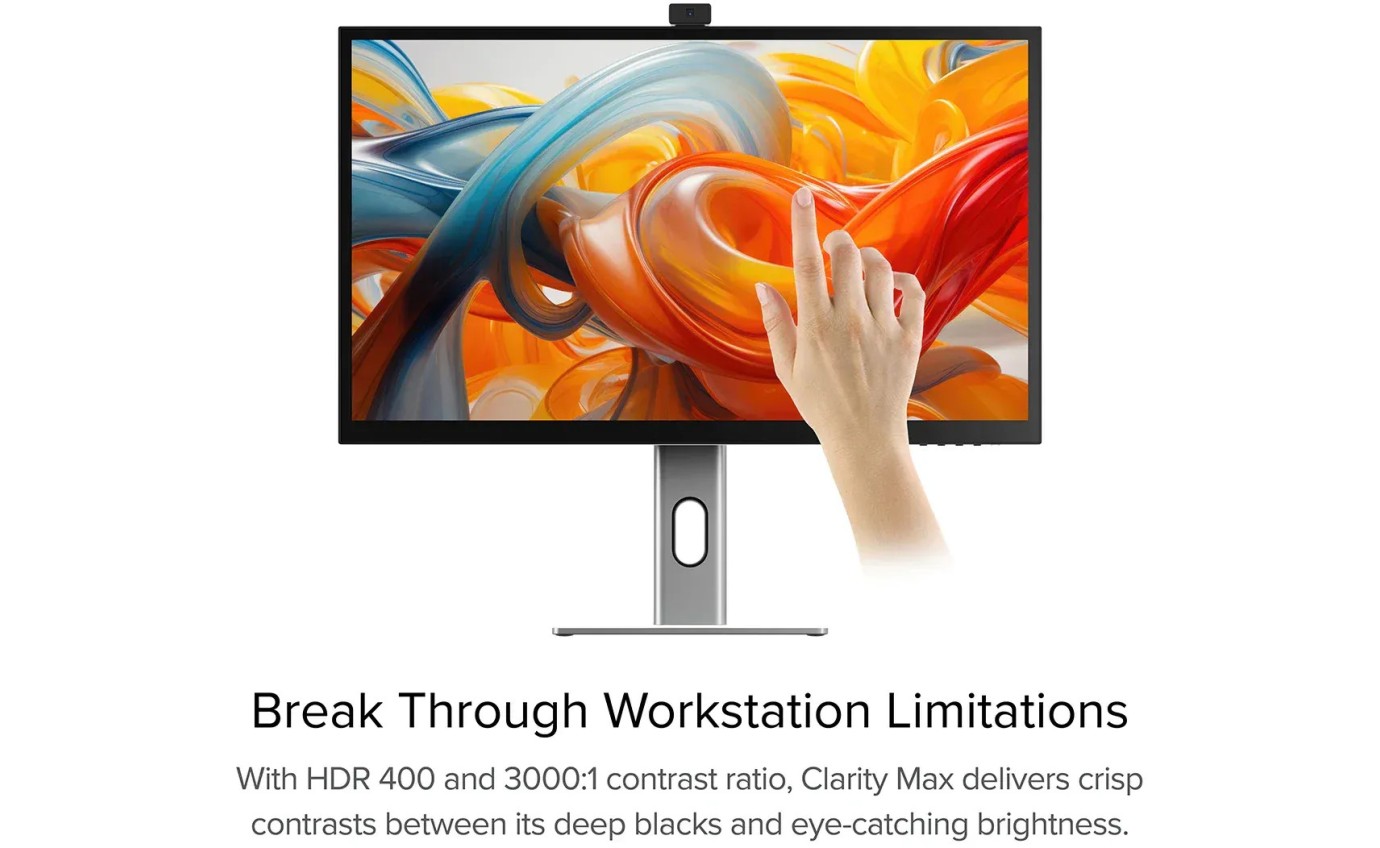 ALOGIC 27 inch Clarity Pro Touch Rotating 4K Monitor with 65W PD, Webcam and Touchscreen 27C4KPDWT