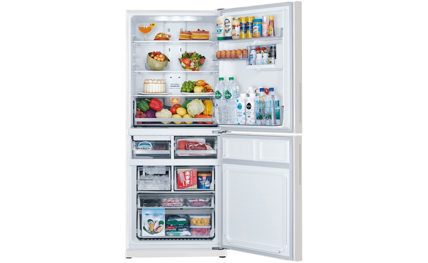 Mitsubishi 421L Bottom Mount Fridge (Glacier White) MRHGS421EXGWHA